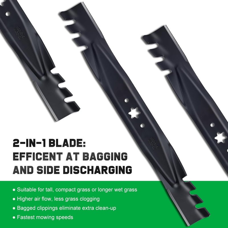 Grasscool 942-04308-X 942-04308 Mulching Blades with 6-Star Mounting Pattern for Troy Bilt Pony Bronco 42 inch Mower Cub Cadet XT1 XT2 LT42 LX42 ZT1-42 42'' Deck Zero Turn Lawn Tractor - Image 4